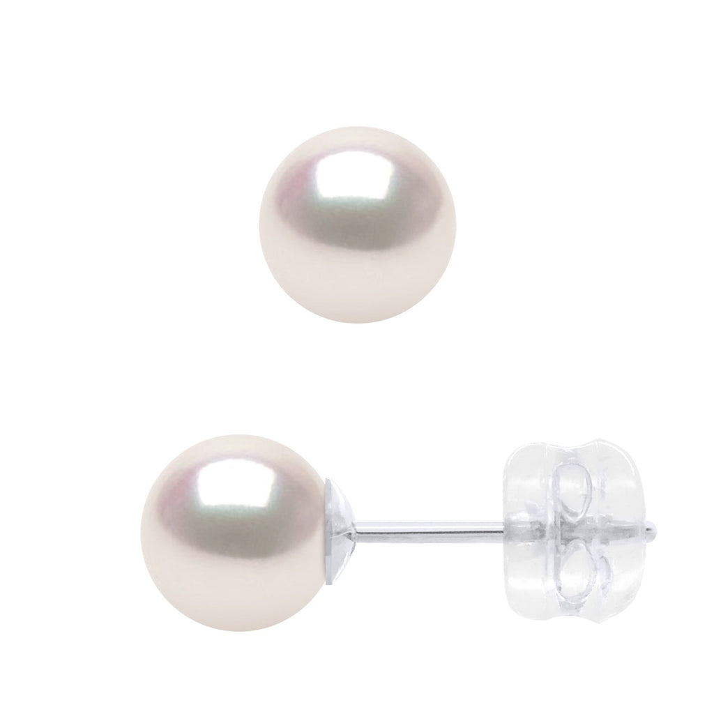 Boucles D'Oreilles Perles Akoya - Tailles De 4 À 8 Mm - Système Siliconor - Or 750 - Kyoto