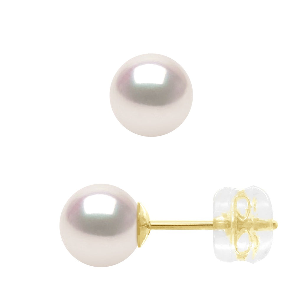 Boucles D'Oreilles Perles Akoya - Tailles De 4 À 8 Mm - Système Siliconor - Or 750 - Kyoto