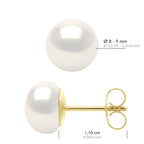 Boucles D'Oreilles Perles Boutons - Tailles De 8 À 10 Mm - Système Poussettes Luxe - Or 750 - Saint Cloud