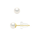 Boucles D'Oreilles Or Jaune 750 Millièmes - Véritables Perles De Culture D'Eau Douce Rondes 4-5 Mm
