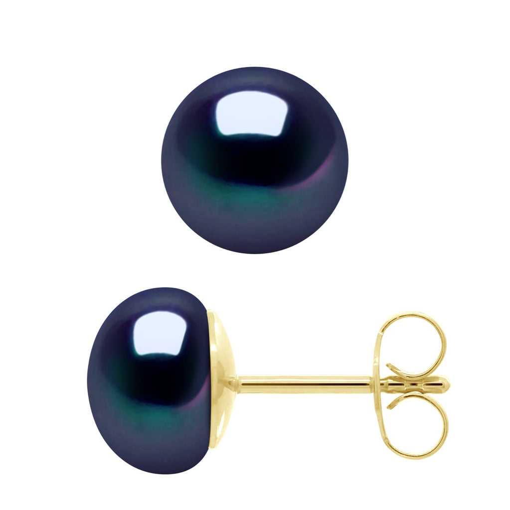 Boucles D'Oreilles Perles Boutons - Tailles De 8 À 10 Mm - Système Poussettes Luxe - Or 750 - Saint Cloud
