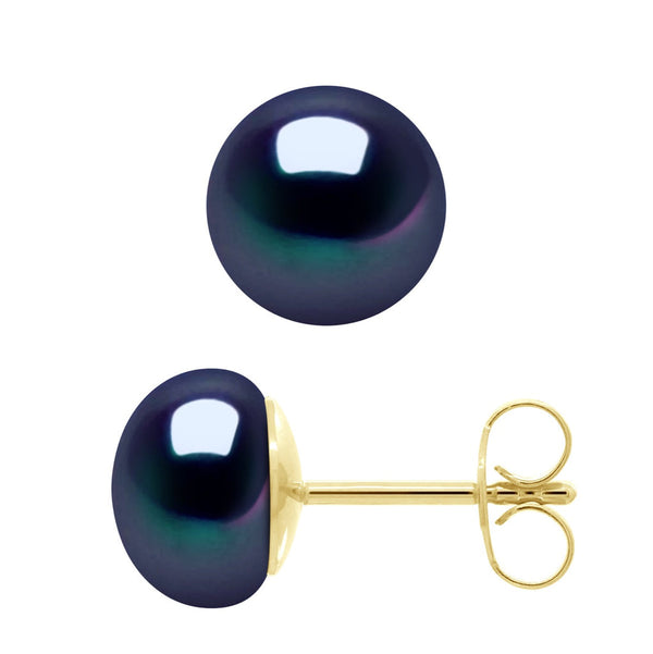 Boucles D'Oreilles Perles Boutons - Tailles De 8 À 10 Mm - Système Poussettes Luxe - Or 750 - Saint Cloud