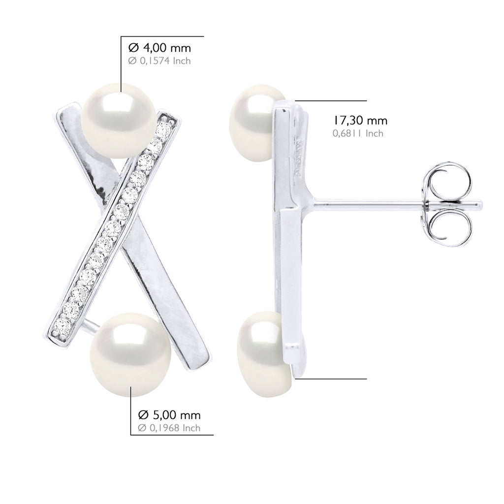 Boucles D'Oreilles Joaillerie Perles Boutons 4 Et 5 Mm - Argent 925 - Banuils