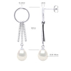 Boucles D'Oreilles Perles Poires 7-8 Mm - Système Poussettes - Argent 925 Millièmes - Plessis
