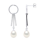 Boucles D'Oreilles Perles Poires 7-8 Mm - Système Poussettes - Argent 925 Millièmes - Plessis