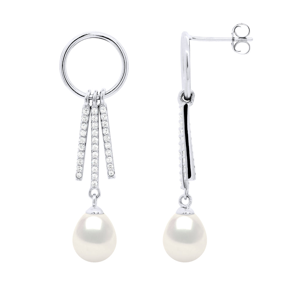 Boucles D'Oreilles Perles Poires 7-8 Mm - Système Poussettes - Argent 925 Millièmes - Plessis
