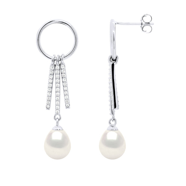 Boucles D'Oreilles Perles Poires 7-8 Mm - Système Poussettes - Argent 925 Millièmes - Plessis