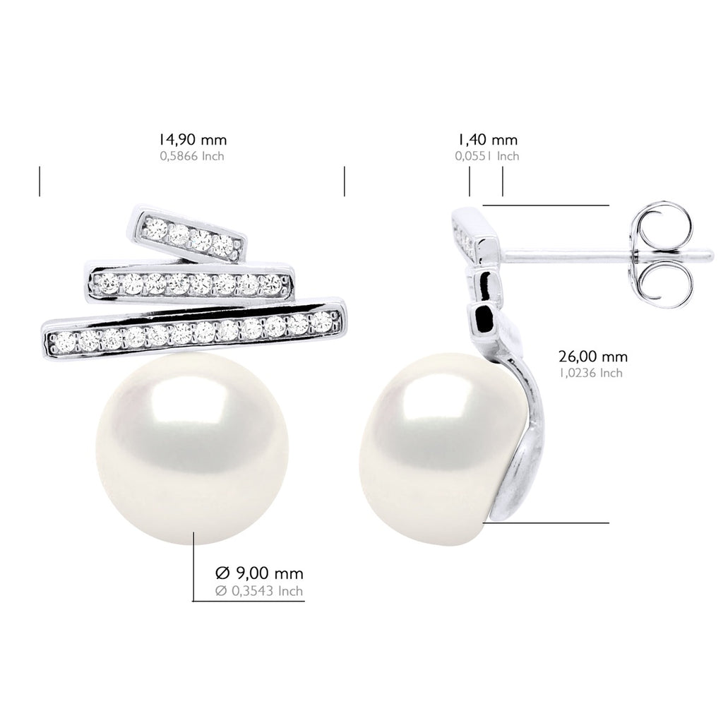 Boucles D'Oreilles Joaillerie Perles Boutons 9-10 Mm - Argent 925 - Chiron