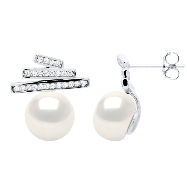 Boucles D'Oreilles Joaillerie Perles Boutons 9-10 Mm - Argent 925 - Chiron