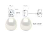 Boucles D'Oreilles Solitaire Et Perles Poires 9-10 Mm - Argent 925 - Coudrian