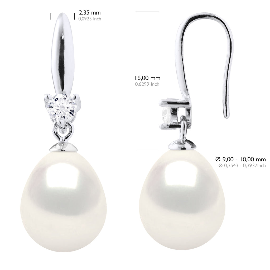 Boucles D'Oreilles Pendantes Joaillerie Perles 9-10 Mm - Argent 925 - Bonnegrace