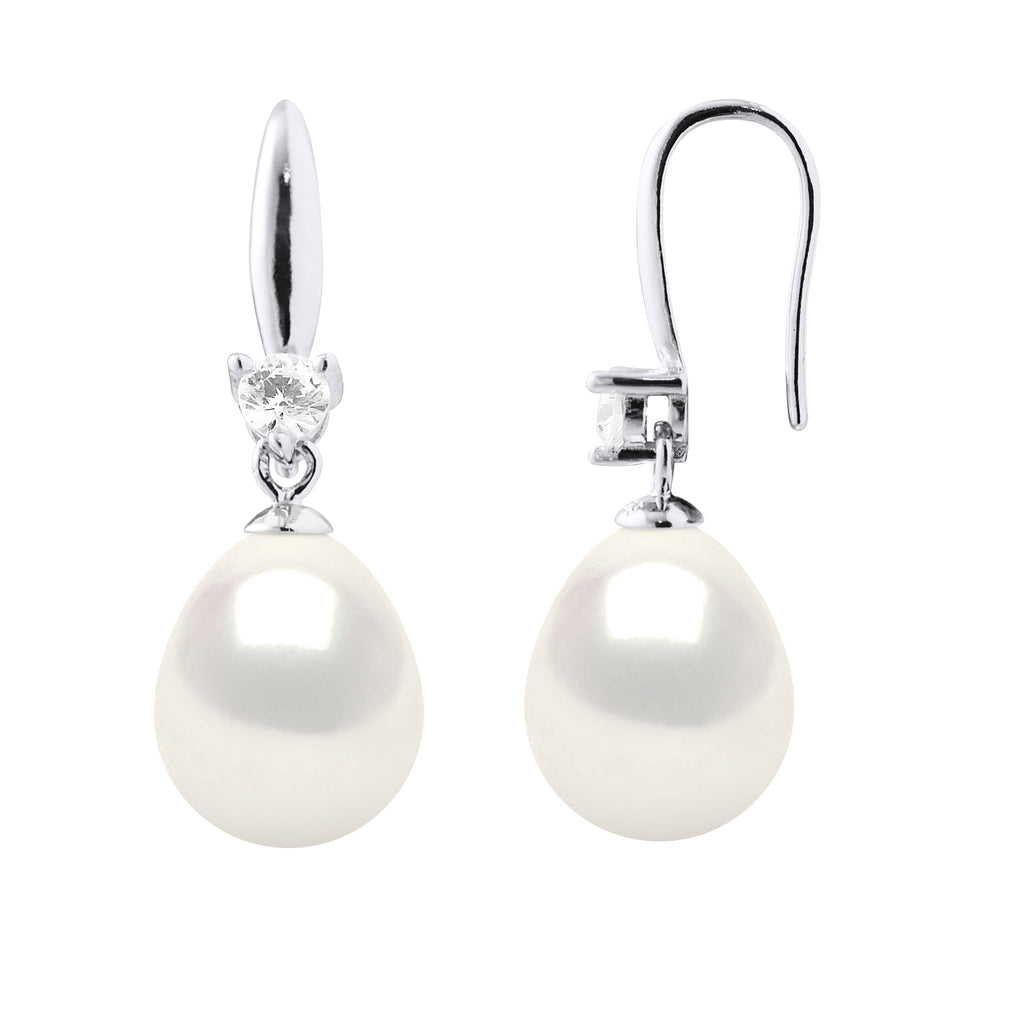 Boucles D'Oreilles Pendantes Joaillerie Perles 9-10 Mm - Argent 925 - Bonnegrace