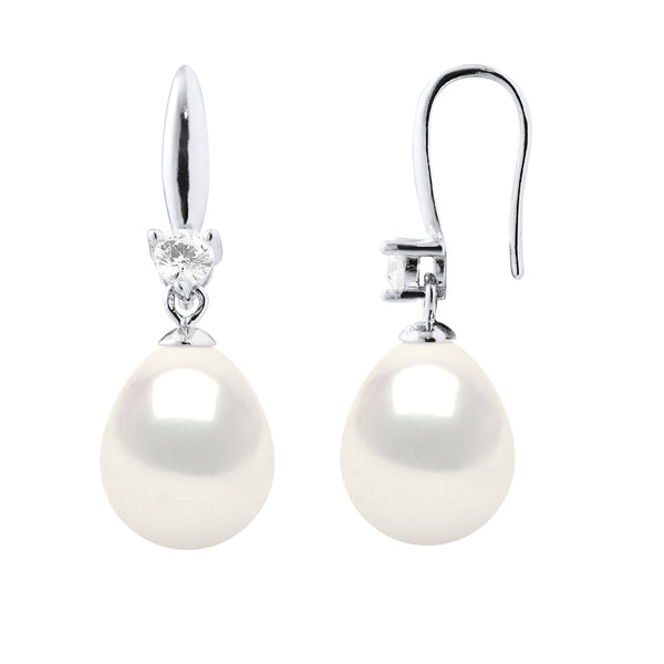Boucles D'Oreilles Pendantes Joaillerie Perles 9-10 Mm - Argent 925 - Bonnegrace