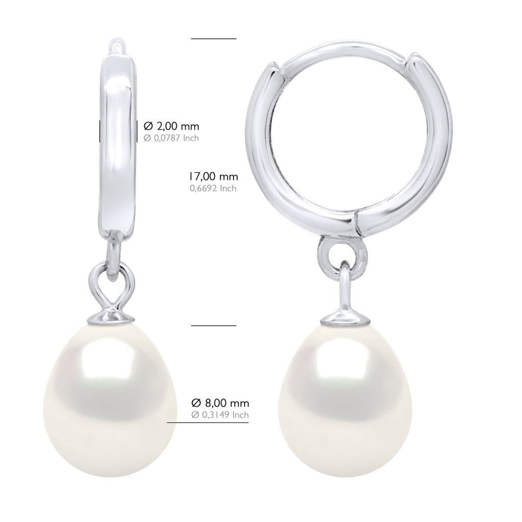 Boucles D'Oreilles Pendantes Véritables Perles De Culture D'Eau Douce Poires 8-9 Mm