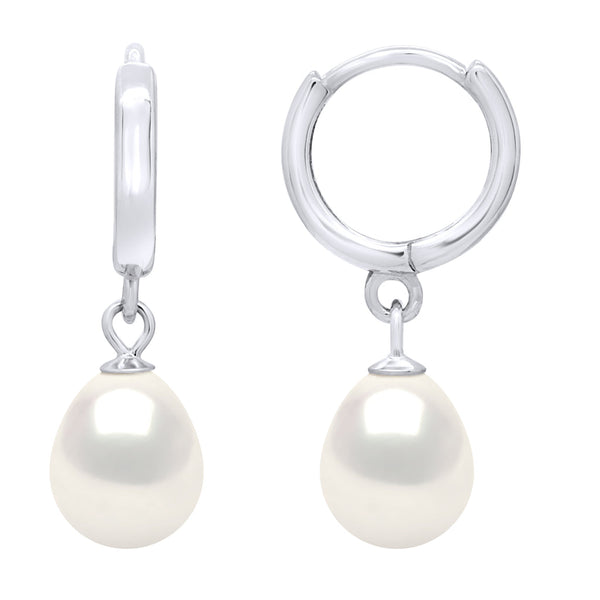 Boucles D'Oreilles Pendantes Véritables Perles De Culture D'Eau Douce Poires 8-9 Mm
