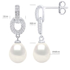 Boucles D'Oreilles Pendantes Véritables Perles De Culture D'Eau Douce Poires 8-9 Mm