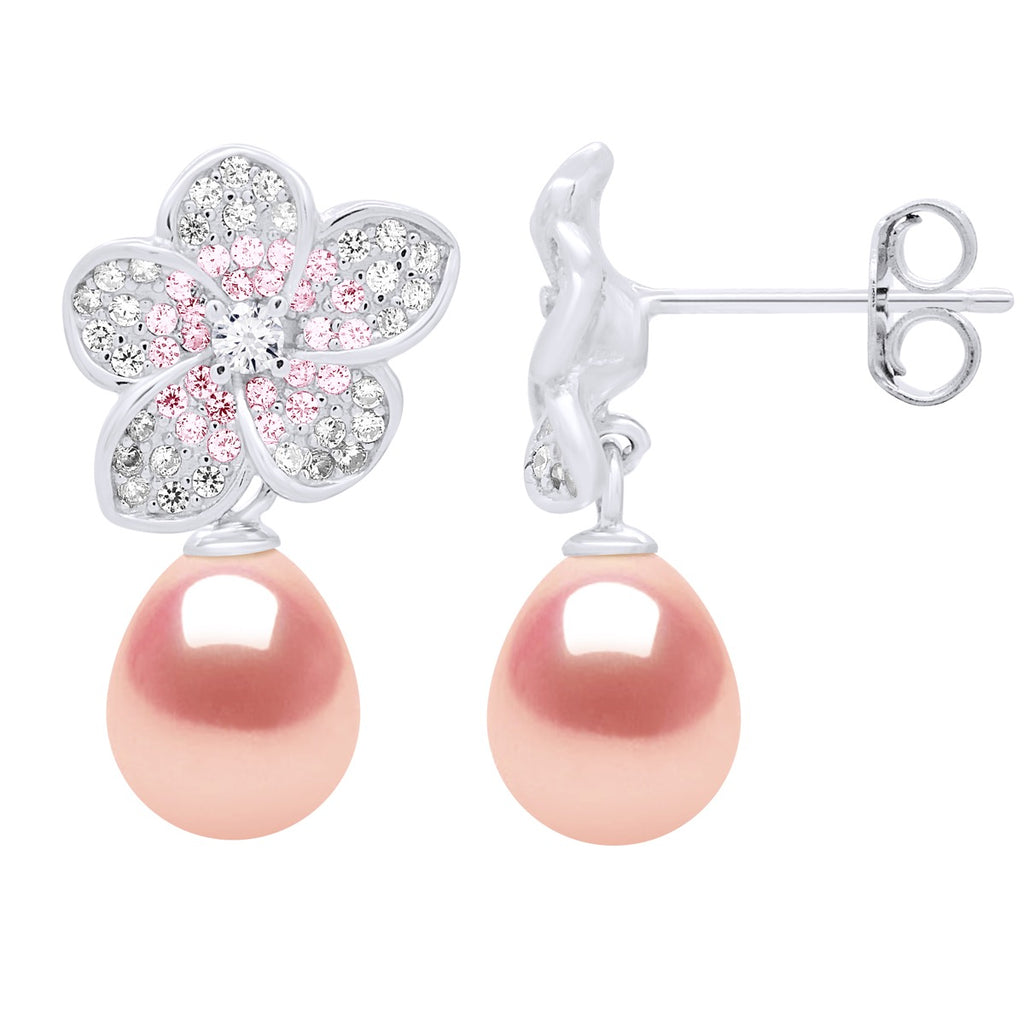 Boucles D'Oreilles Perles Poires 9-10 Mm - Système Poussettes - Argent 925 - Lavandou