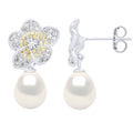 Boucles D'Oreilles Perles Poires 9-10 Mm - Système Poussettes - Argent 925 - Lavandou