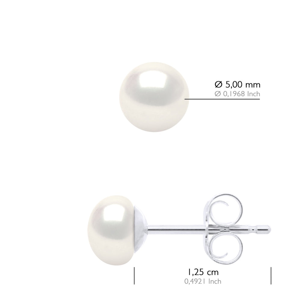 Boucles D'Oreilles Perles Boutons - Système Poussettes - Argent 925 - Passy