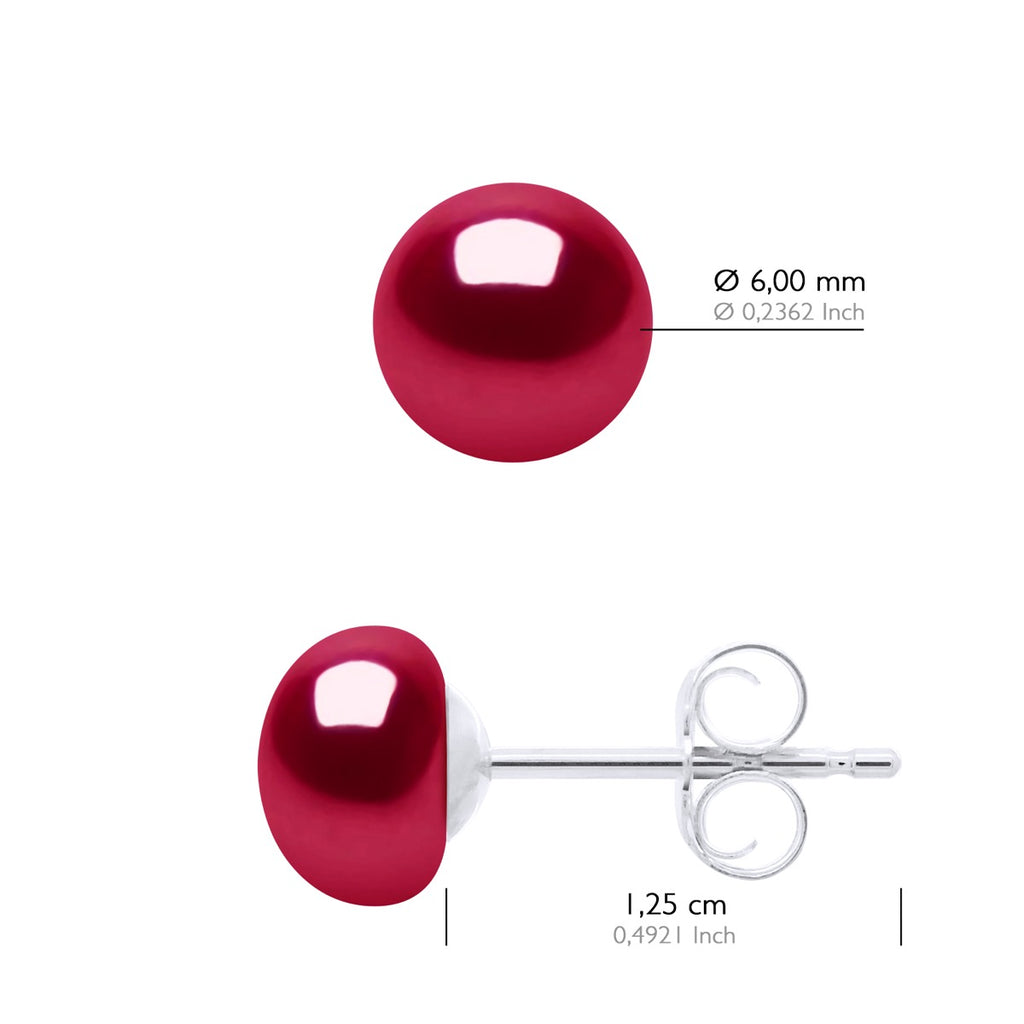 Boucles D'Oreilles Perles Boutons - Système Poussettes - Argent 925 - Passy