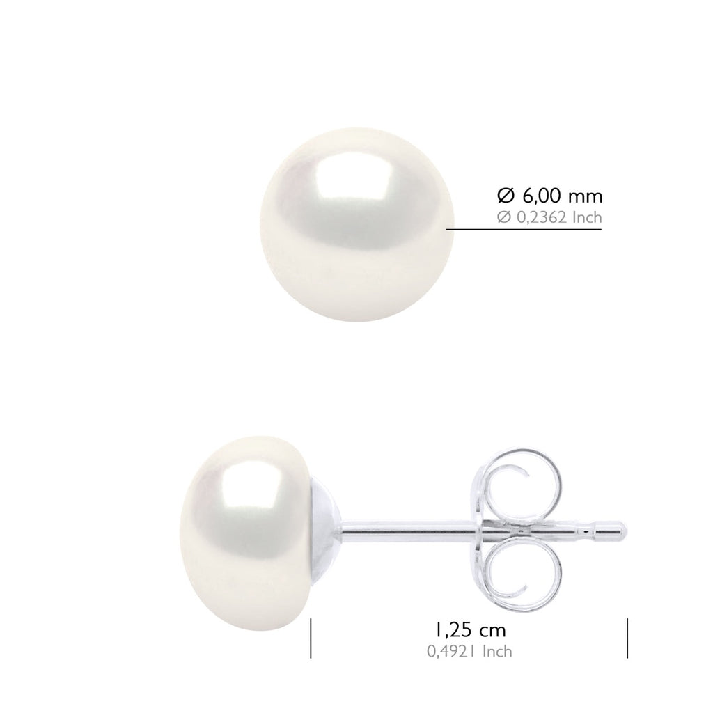 Boucles D'Oreilles Perles Boutons - Système Poussettes - Argent 925 - Passy