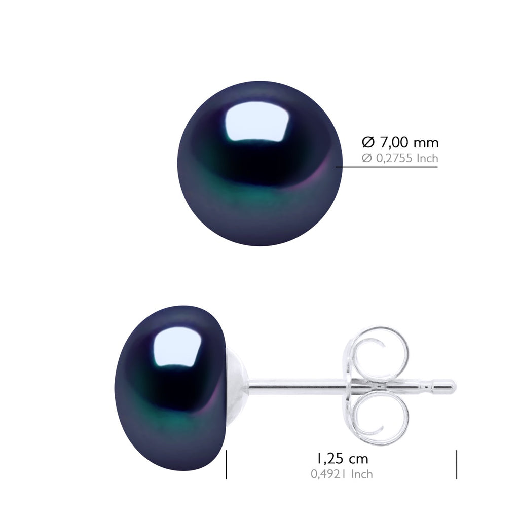 Boucles D'Oreilles Perles Boutons - Système Poussettes - Argent 925 - Passy