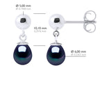Boucles D'Oreilles En Argent 925 Millièmes Et Véritables Perles De Culture D'Eau Douce Poires 6-7 Mm