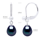 Boucles D'Oreilles En Argent 925 Millièmes Et Véritables Perles De Culture D'Eau Douce Poires 7-8 Mm