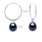 Boucles D'Oreilles Perles Poires 8-9 Mm - Système Créoles - Argent 925 - Saint Cyprien
