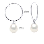 Boucles D'Oreilles Perles Poires 8-9 Mm - Système Créoles - Argent 925 - Saint Cyprien