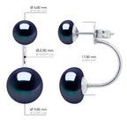 Boucles D'Oreilles Duo Véritables Perles De Culture D'Eau Douce Boutons 6 Et 9 Mm