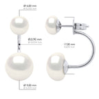 Boucles D'Oreilles Duo Véritables Perles De Culture D'Eau Douce Boutons 6 Et 9 Mm