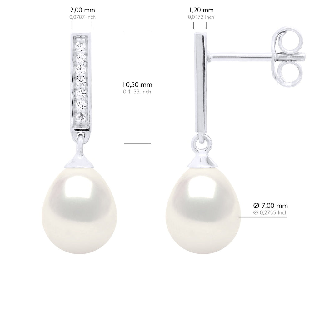 Boucles D'Oreilles Pendantes Perles 6-7 Mm - Joaillerie Argent 925 - Cambronne