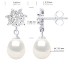 Boucles D'Oreilles Joaillerie Pendantes Perles 7-8 Mm -  Argent 925 - Saint Aygulf