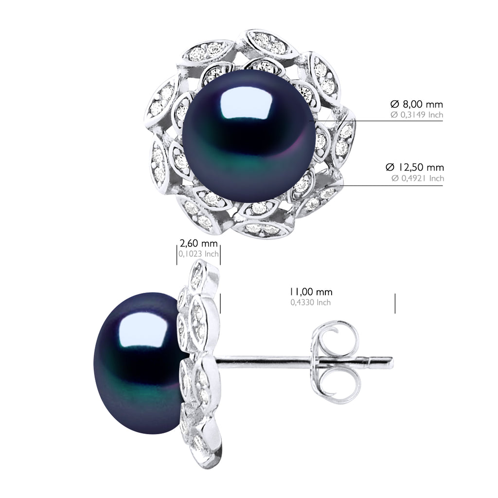 Boucles D'Oreilles Perles Bouton 8-9 Mm - Système Poussettes - Joaillerie Argent 925 - Paix