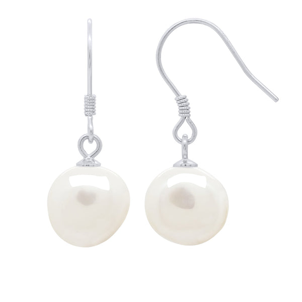 Boucles D'Oreilles Pendantes Perles Baroques 10-11 Mm - Système Crochets - Argent 925 -  Odeon