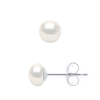 Boucles D'Oreilles Perles Boutons - Système Poussettes - Argent 925 - Passy