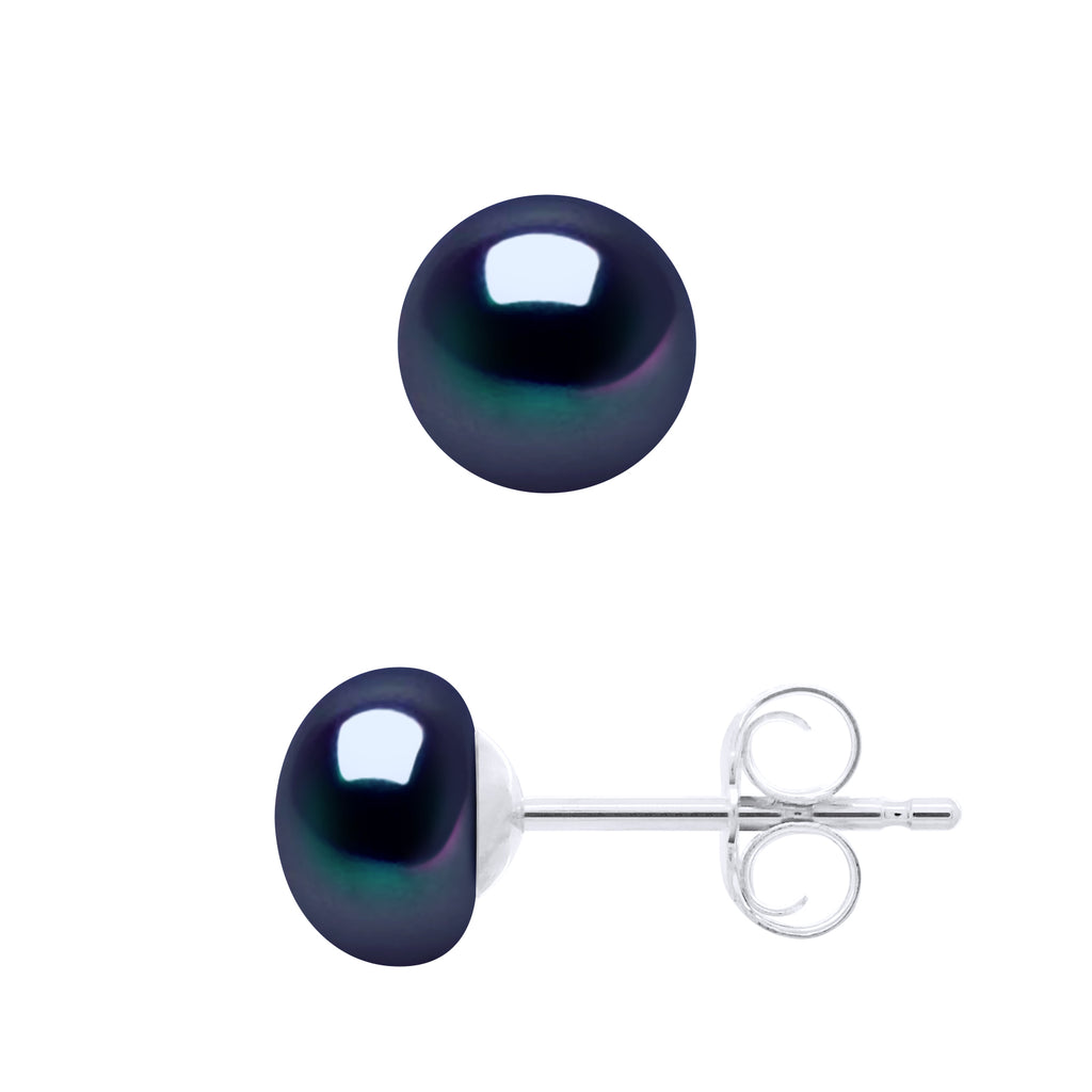 Boucles D'Oreilles Perles Boutons - Système Poussettes - Argent 925 - Passy