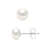 Boucles D'Oreilles Perles Boutons - Système Poussettes - Argent 925 - Passy