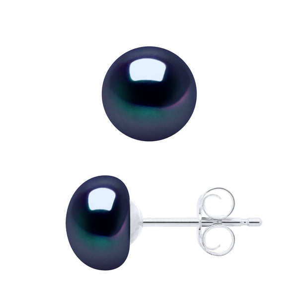 Boucles D'Oreilles Perles Boutons - Système Poussettes - Argent 925 - Passy