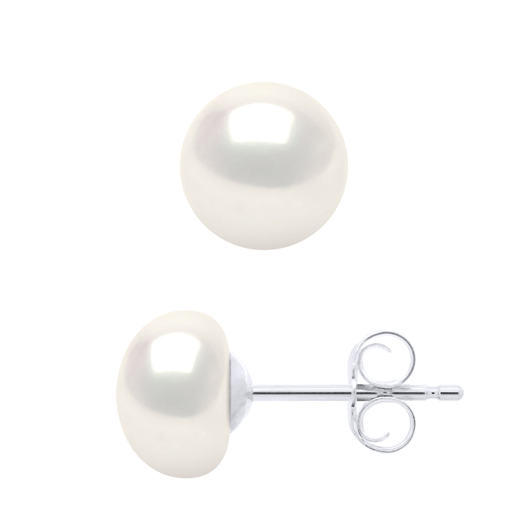 Boucles D'Oreilles Perles Boutons - Système Poussettes - Argent 925 - Passy