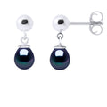Boucles D'Oreilles En Argent 925 Millièmes Et Véritables Perles De Culture D'Eau Douce Poires 6-7 Mm