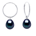 Boucles D'Oreilles Perles Poires 8-9 Mm - Système Créoles - Argent 925 - Saint Cyprien