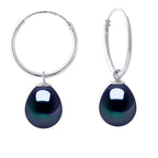 Boucles D'Oreilles Perles Poires 8-9 Mm - Système Créoles - Argent 925 - Saint Cyprien