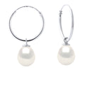 Boucles D'Oreilles Perles Poires 8-9 Mm - Système Créoles - Argent 925 - Saint Cyprien