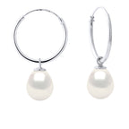 Boucles D'Oreilles Perles Poires 8-9 Mm - Système Créoles - Argent 925 - Saint Cyprien