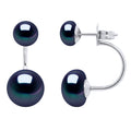 Boucles D'Oreilles Duo Véritables Perles De Culture D'Eau Douce Boutons 6 Et 9 Mm