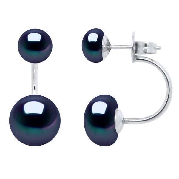 Boucles D'Oreilles Duo Véritables Perles De Culture D'Eau Douce Boutons 6 Et 9 Mm