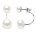 Boucles D'Oreilles Duo Véritables Perles De Culture D'Eau Douce Boutons 6 Et 9 Mm