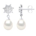 Boucles D'Oreilles Joaillerie Pendantes Perles 7-8 Mm -  Argent 925 - Saint Aygulf